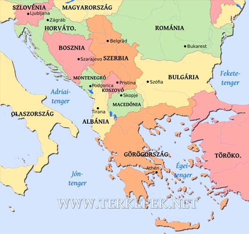 Balkán-félsziget országai, fővárosai